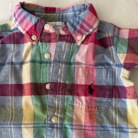 RALPH LAUREN Brights Spring Summer Madras Plaid Short Romper Baby 0-3 Months boy - Picture 1 of 6
